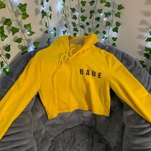 Yellow Cropped Hoodie